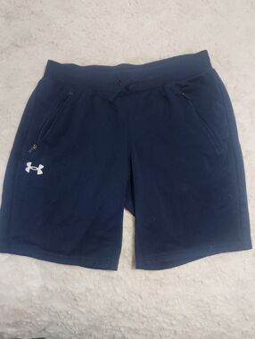 Under Armour Navy Blue Athletic Zip-Pocket Drawstring Shorts